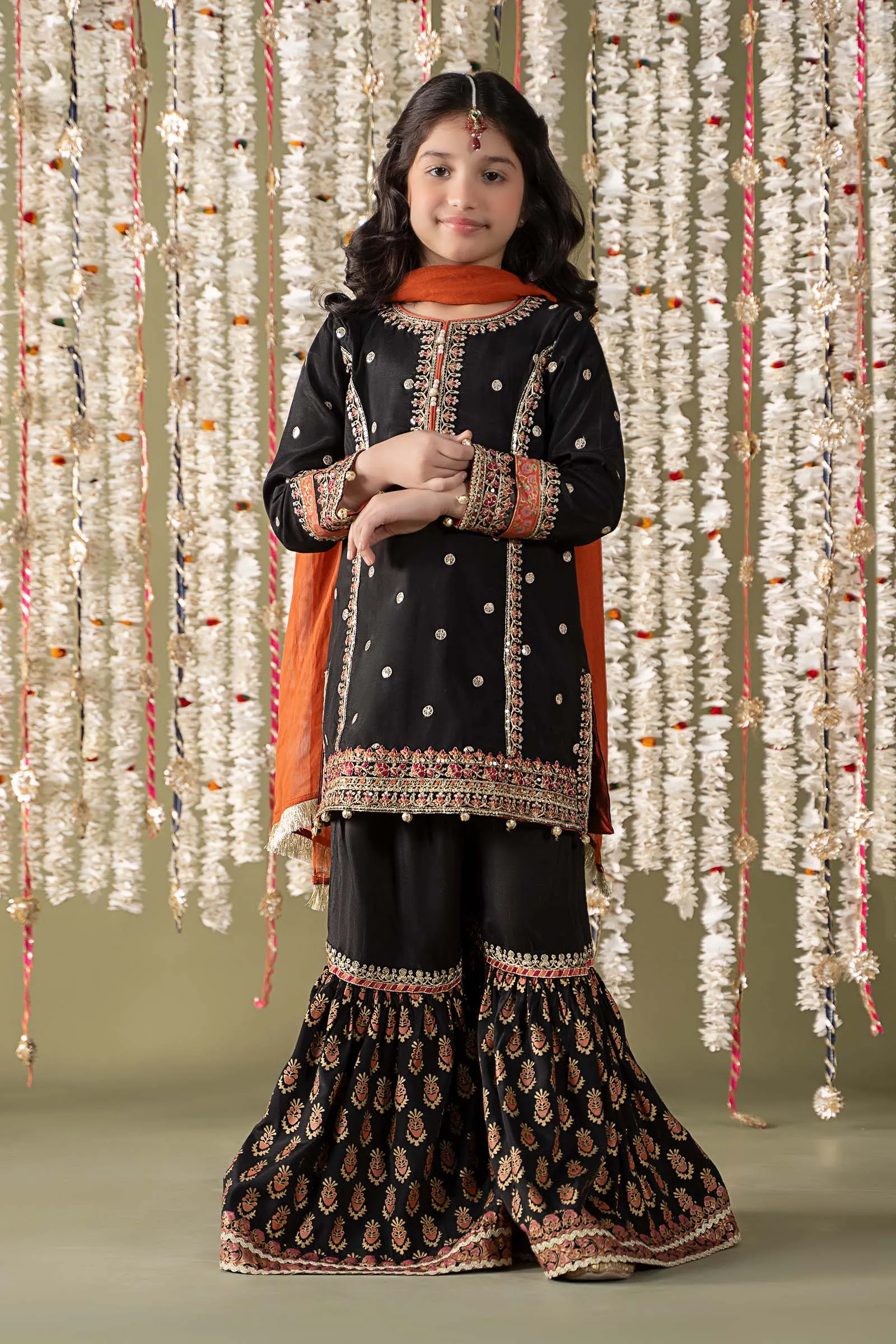 3 Piece Embroidered Raw Silk Suit | MKS-EF25-25