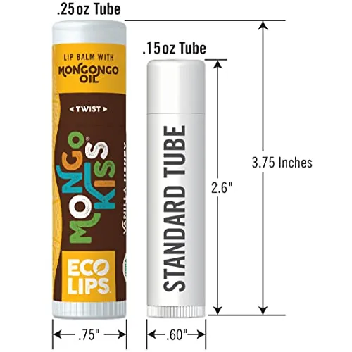 Eco Lips Mongo Kiss Organic Lip Balm 4 Pack Blood Orange, Yumberry, Strawberry Lavender, Black Cherry - 100 Percent USDA Organic - Soothe, Moisturize Dry, Cracked and Chapped Lips - Made in USA