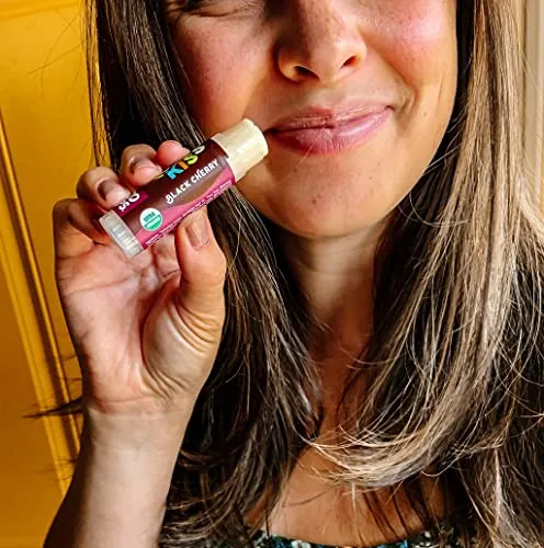 Eco Lips Mongo Kiss Organic Lip Balm 4 Pack Blood Orange, Yumberry, Strawberry Lavender, Black Cherry - 100 Percent USDA Organic - Soothe, Moisturize Dry, Cracked and Chapped Lips - Made in USA