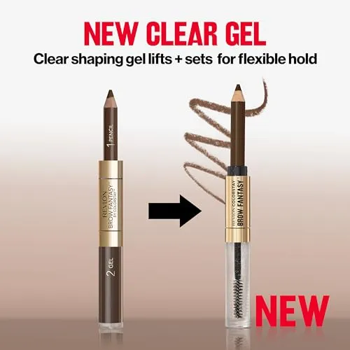 Revlon ColorStay Brow Fantasy, All In One Eyebrow Powder Pencil with Shaping Clear Gel, Gel Infused with Panthenol, Smudge-proof, 16HR Visibly Full Brows, 104 Dark Brown