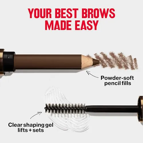Revlon ColorStay Brow Fantasy, All In One Eyebrow Powder Pencil with Shaping Clear Gel, Gel Infused with Panthenol, Smudge-proof, 16HR Visibly Full Brows, 104 Dark Brown