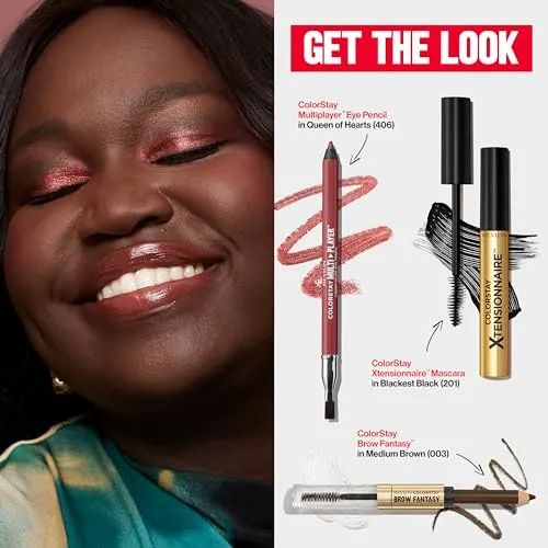 Revlon ColorStay Brow Fantasy, All In One Eyebrow Powder Pencil with Shaping Clear Gel, Gel Infused with Panthenol, Smudge-proof, 16HR Visibly Full Brows, 104 Dark Brown
