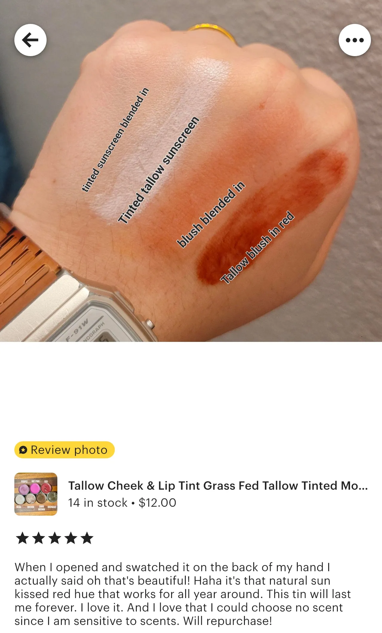 Tallow Cheek & Lip Tint Grass Fed Tallow Tinted Moisturizer Foundation for Carnivore Blush Bronzer All Natural Makeup Skincare for Mom 1oz